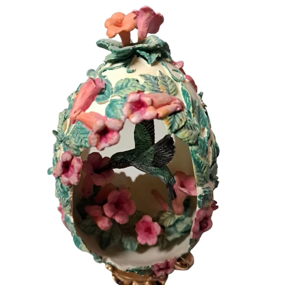 Limited Edition Hummingbird In Garden Egg With Metal Stand House Of Faberge 5